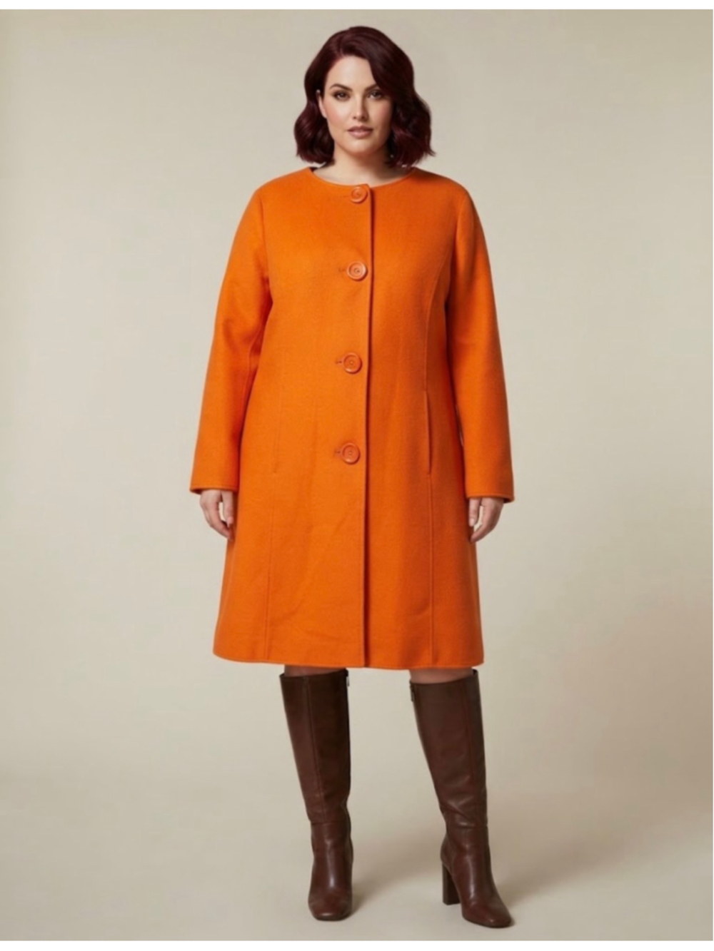 Sutton Studio Orange Wool Cashmere Coat Size 18W